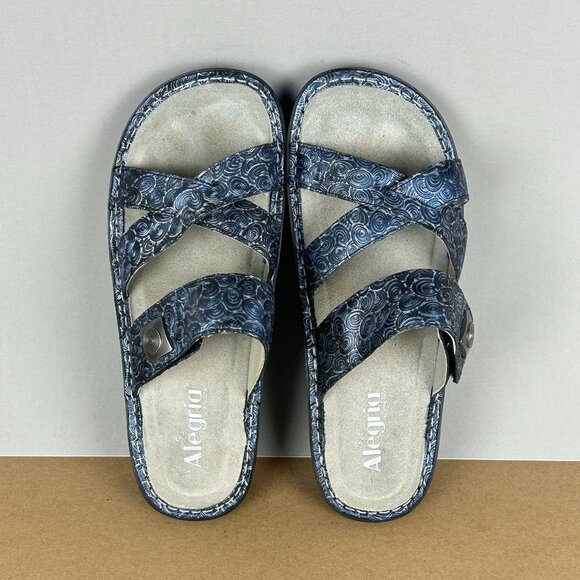 Alegria Victoriah Slide Sandals Womens 10.5/11 EU 41 Blue Leather Hook and Loop - Picture 9 of 10